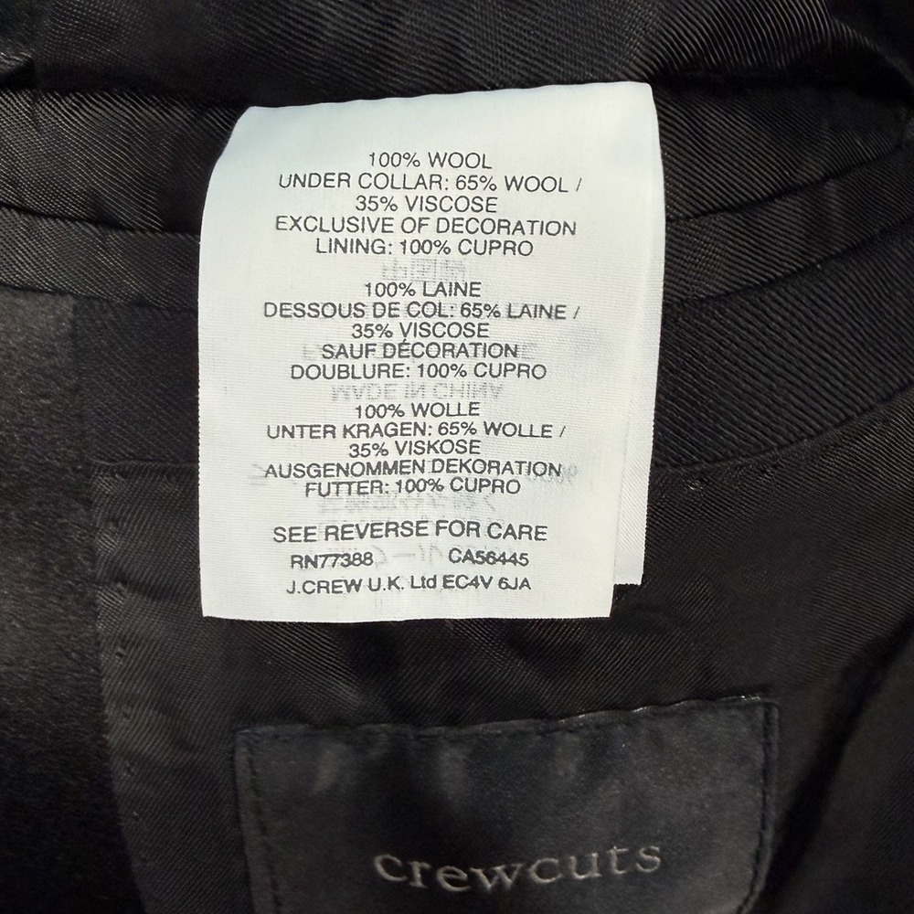 J.Crew Crewcuts Ludlow Boys Tuxedo Jacket$298 Italian Wool #34245 Black Size 12 - Picture 13 of 15